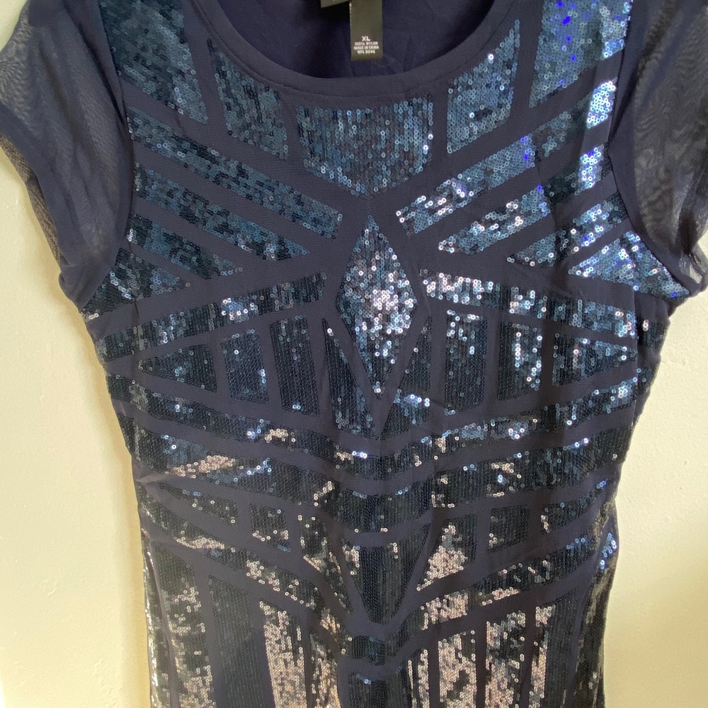 INC sparkly blue and black blouse